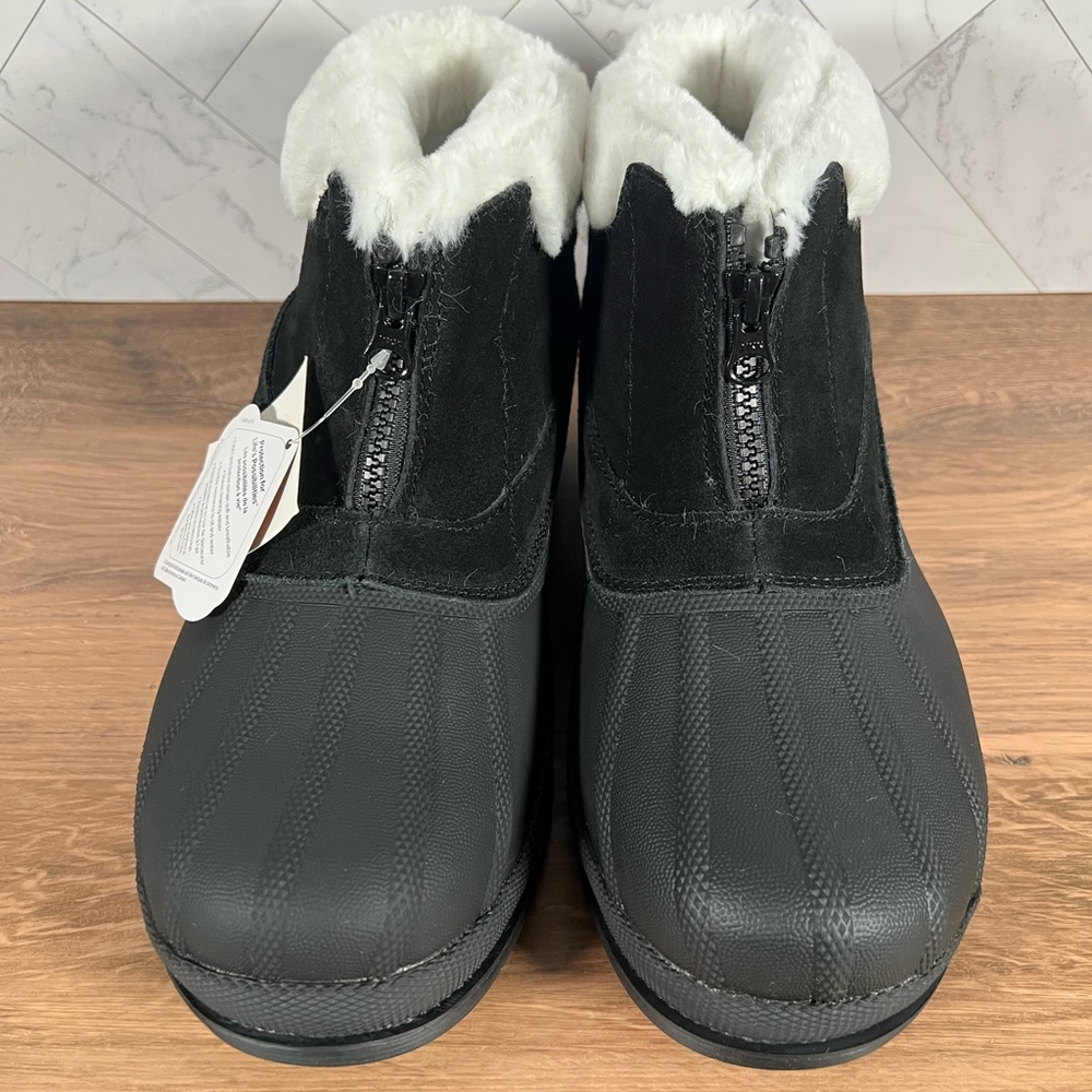 9.5XX 9.5 XX 4E WIDEโ WIDTH Propet Womens Black Suede Faux Fur Winter Snow Boots - Picture 3 of 13